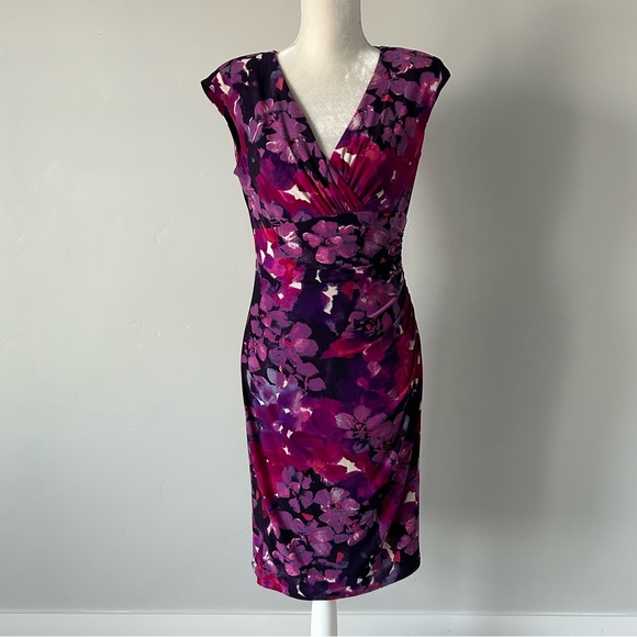 Lauren Ralph Lauren Dresses & Skirts - Lauren Ralph Lauren Pink & Purple Floral Print Ruched Dress